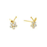 10k Gold & CZ Flower Stud Earrings | Doucet Latendresse