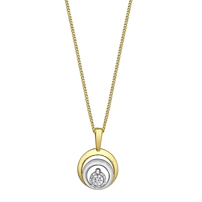 Women's Illusion Pendant Necklace in 10k Two-Tone Gold & Diamonds. Color: yellow | Doucet Latendresse