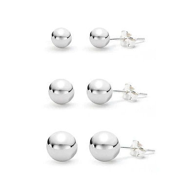 Lot of stud earrings, various sizes 3-4-5mm in silver. Color: white | Doucet Latendresse