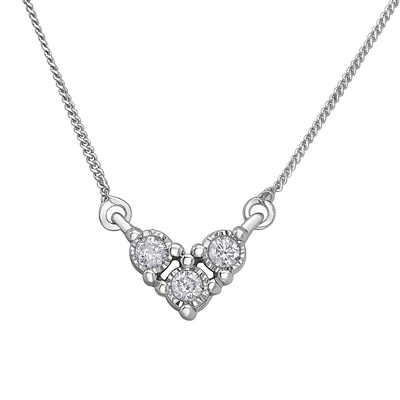 Women's 10k White Gold & Diamond Illusion Pendant Necklace. Color: white | Doucet Latendresse