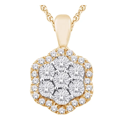 Women's 10k Gold & Diamond Pendant Necklace. Color: yellow | Doucet Latendresse