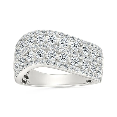 Bague style cocktail pour femme -en or blanc 14k & diamants. Color: white | Doucet Latendresse