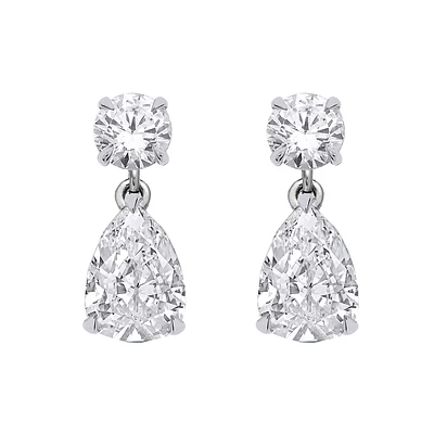 Pear Shape Lab Grown Diamond Stud Earrings for Women in 10k White Gold. Color: white | Doucet Latendresse