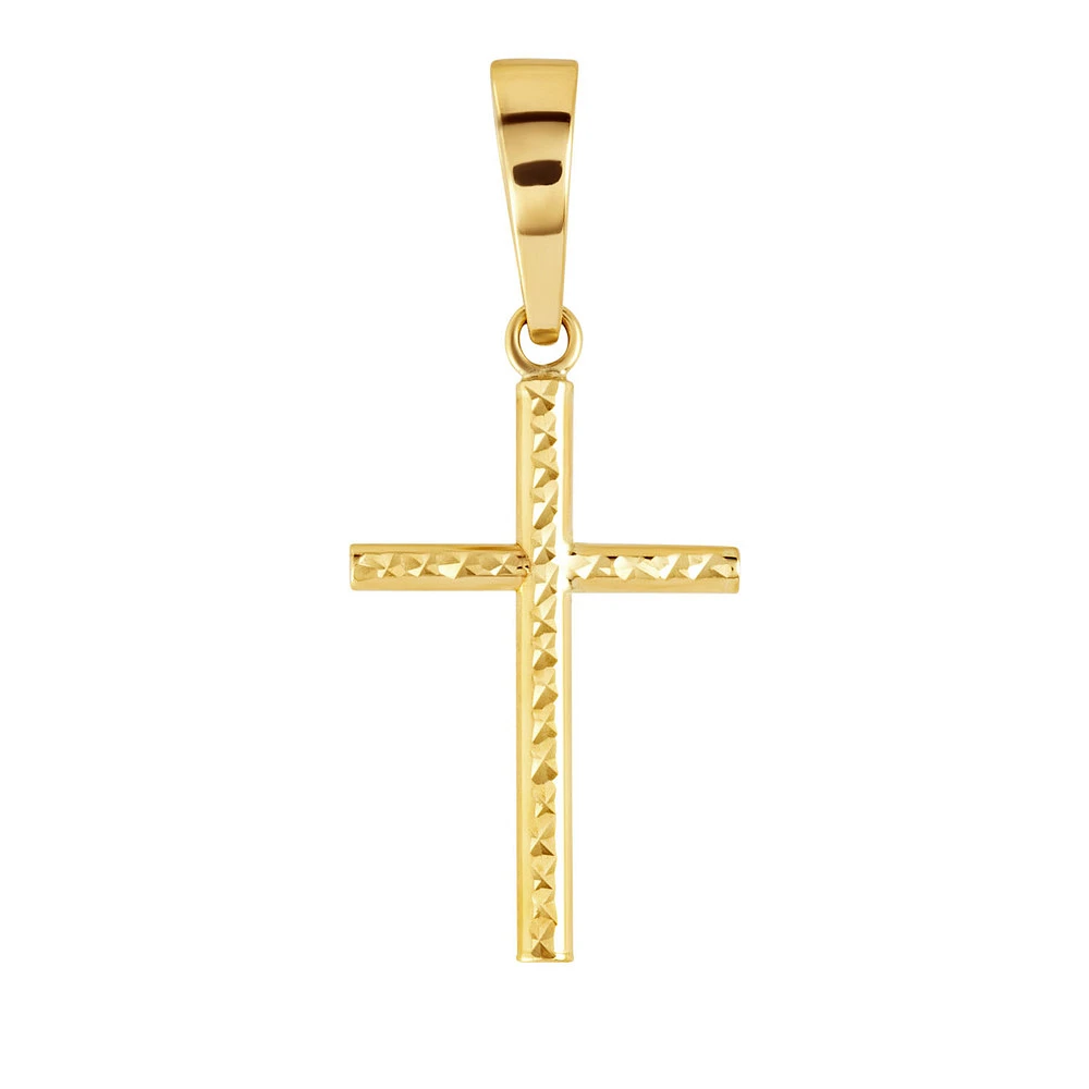 Pendentif Croix Coupe Diamant 10k. Color: jaune | Doucet Latendresse