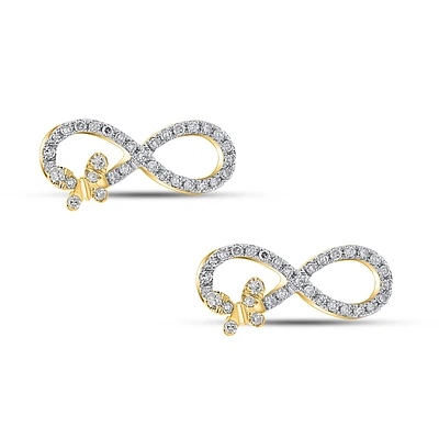 Boucles d'oreilles Stud Infini pour femme en or 10k & diamants 27points. Color: jaune | Doucet Latendresse