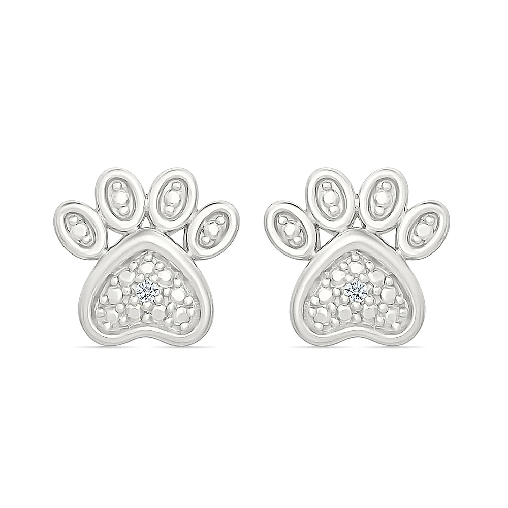Ladies Stud Earrings - 925 Sterling Silver & Diamonds total 0.010 carat. Color: white | Doucet Latendresse