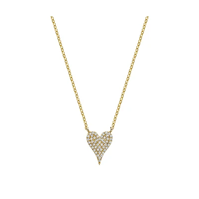 Heart-shaped pendant necklace for women-10k gold & diamonds total weight 13pts. Color: yellow | Doucet Latendresse