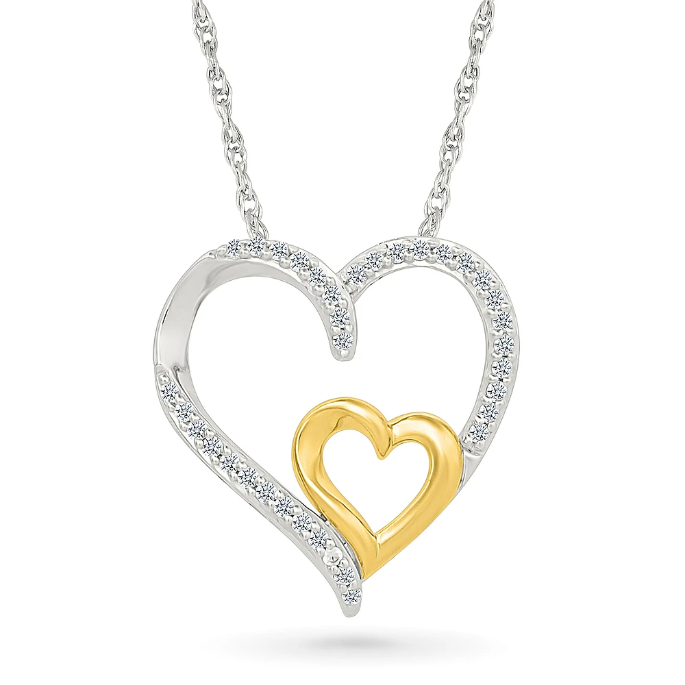 Collier pendentif coeur pour femme-en Argent.925 & Diamants total 0.160carat. Color: blanc | Doucet Latendresse