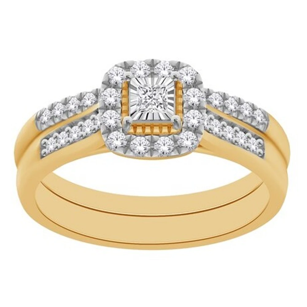 10k Gold & Diamond Women's Wedding Band Sets. Color: yellow | Doucet Latendresse