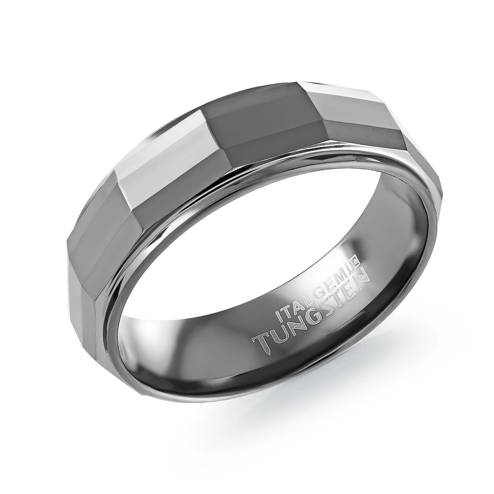 Jonc Pour Homme En Tungstène Facetté – 7mm | Doucet Latendresse