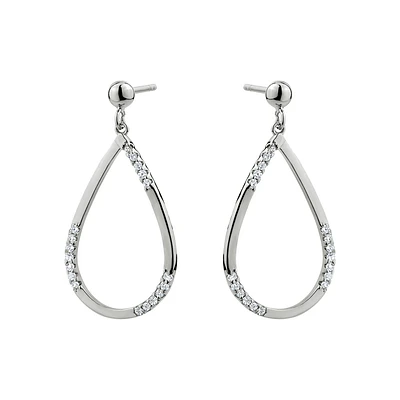 Boucles d’Oreilles Pendantes en Argent Sterling en Goutte avec Zircon Cubique. Color: argent | Doucet Latendresse