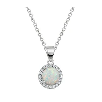 Collier en Argent Sterling avec Opale et Halo de Zircons Cubiques. Color: argent | Doucet Latendresse