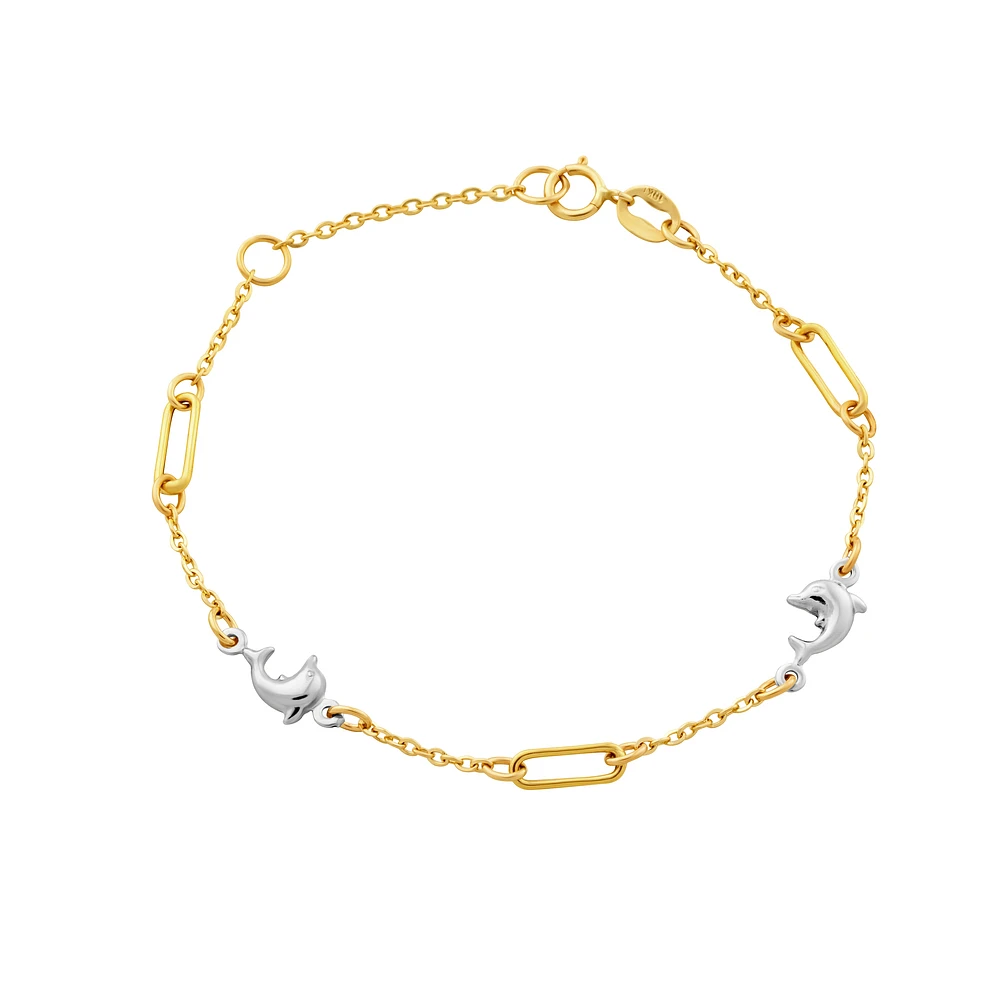 10K Gold Dolphin Bracelet with White Gold Accents | Doucet Latendresse