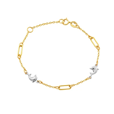 Bracelet Dauphins en Or 10K avec Accents en Or Blanc | Doucet Latendresse