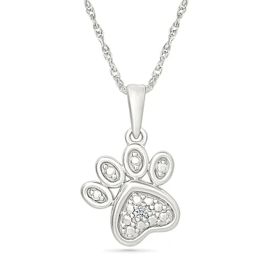 Necklace-Lady's Paw Pendant-in 925 Sterling Silver & Diamonds total 0.010 carat. Color: white | Doucet Latendresse