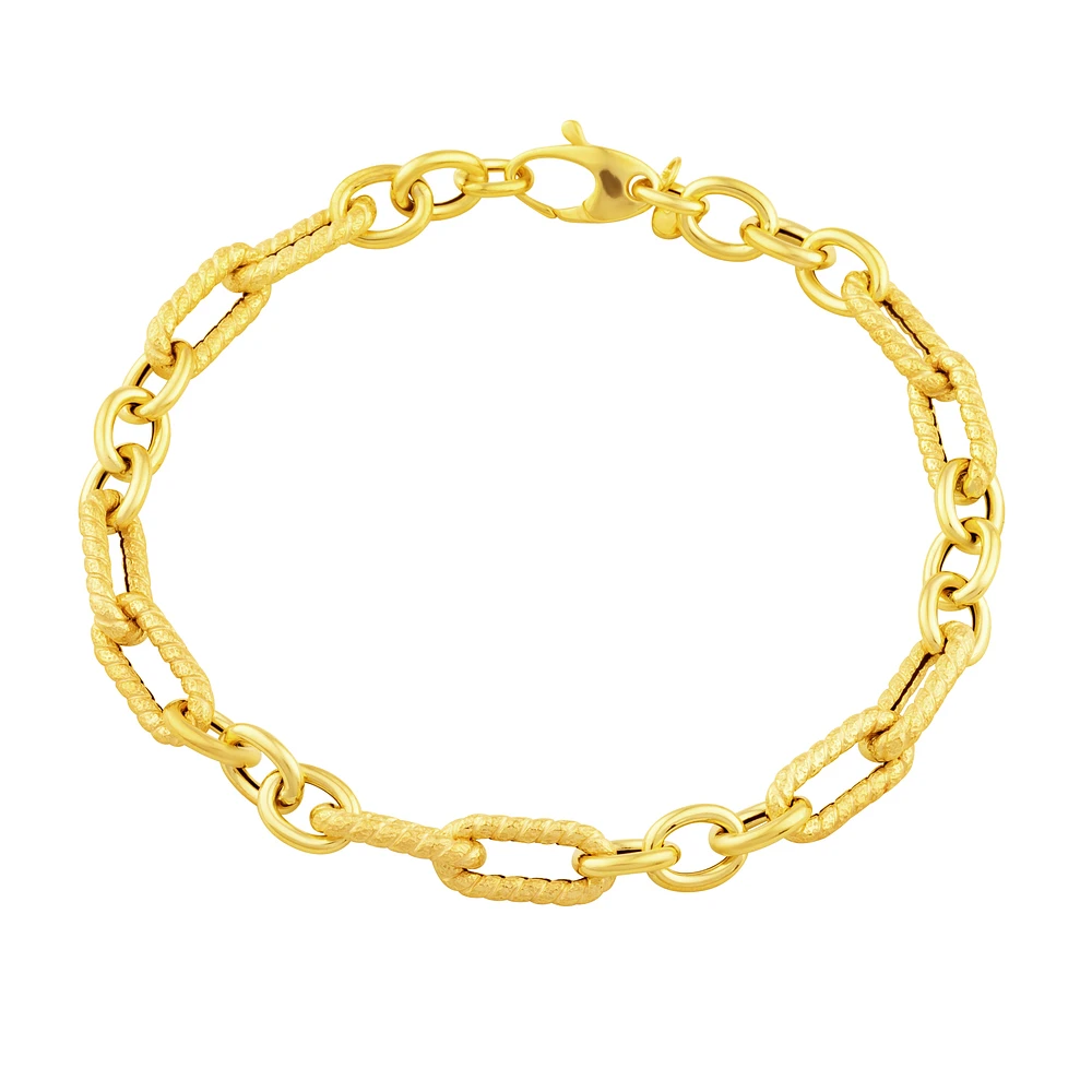 10K Gold Paperclip and Rope Link Bracelet. Color: yellow | Doucet Latendresse