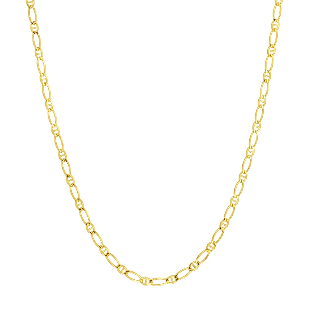 10K Gold Figaro Chain Necklace. Color: yellow | Doucet Latendresse