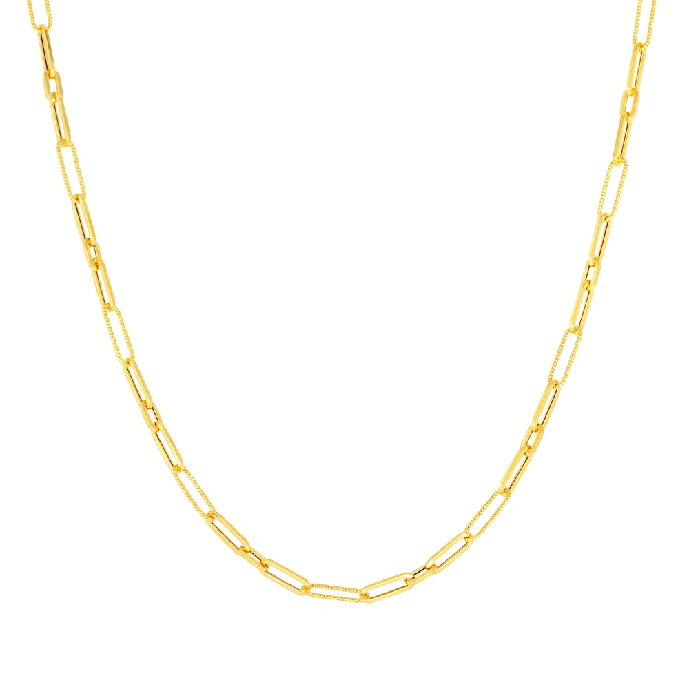 Collier Chaîne Trombone en Or 10K avec Maillons Polis et Texturés | Doucet Latendresse