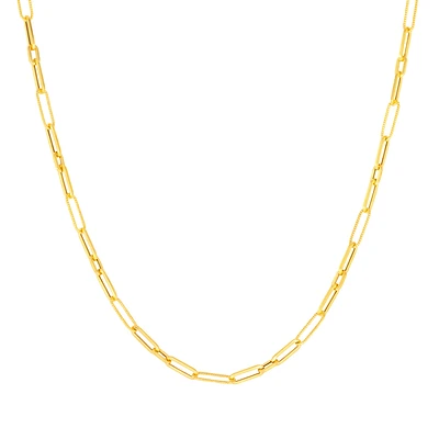 Collier Chaîne Trombone en Or 10K avec Maillons Polis et Texturés | Doucet Latendresse