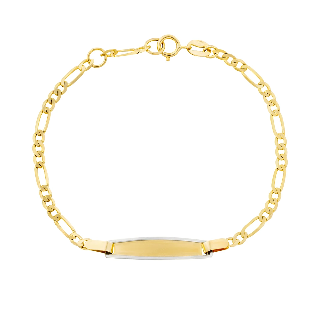 10K Gold Figaro ID Bracelet. Color: yellow | Doucet Latendresse