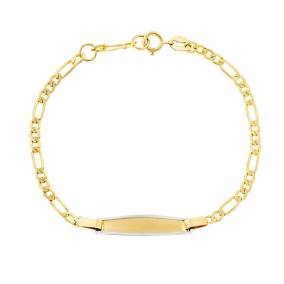 Bracelet Identité en Or 10K avec Mailles Figaro. Color: jaune | Doucet Latendresse