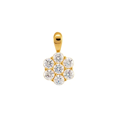 Pendentif on or 14K avec zircons cubiques - Charme en forme de fleur. Color: jaune | Doucet Latendresse