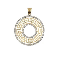 Pendentif Cercle en Or 10K avec Motif Grec – Fini Diamanté | Doucet Latendresse