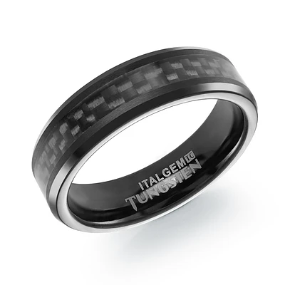 Jonc Pour Homme En Tungstène Avec Fibre De Carbone Noire – 6mm. Color: noir | Doucet Latendresse