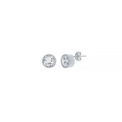 Boucles d'oreilles fixes en argent sterling avec zircon cubique. Color: blanc | Doucet Latendresse