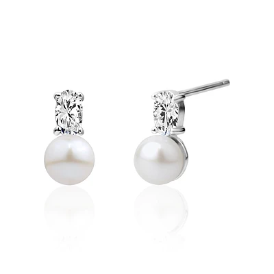 Fixes en Argent Sterling avec Perles d’Eau Douce et Zircon Cubique. Color: argent | Doucet Latendresse