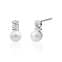 Fixes en Argent Sterling avec Perles d’Eau Douce et Zircon Cubique. Color: argent | Doucet Latendresse