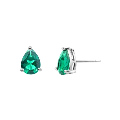 Boucles  d'oreilles pour femme- pierre Laboratoire Emeraude -Argent.925 Rhodium. Color: blanc | Doucet Latendresse