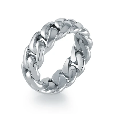 Jonc Pour Homme En Acier Inoxydable Style Chaîne Cuban – 8mm. Color: argent | Doucet Latendresse