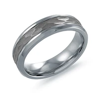 Jonc Pour Homme En Acier Inoxydable À Centre Martelé – 6mm. Color: argent | Doucet Latendresse
