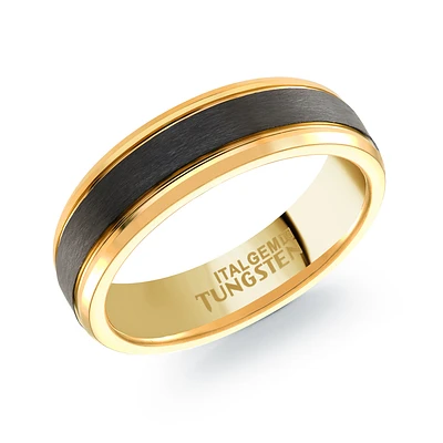 Jonc Pour Homme En Tungstène Brossé Noir Et Or – 6mm | Doucet Latendresse