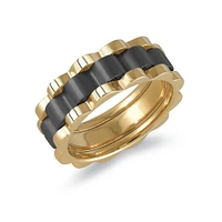 Jonc pour Homme en Acier Inoxydable avec Centre Noir et Bords Dorés Polis – 8mm | Doucet Latendresse