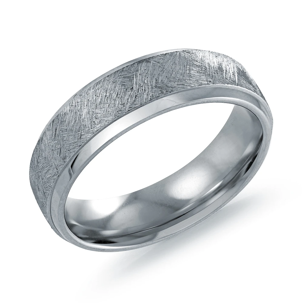 Jonc Pour Homme En Acier Inoxydable À Centre Texturé – 6mm. Color: argent | Doucet Latendresse