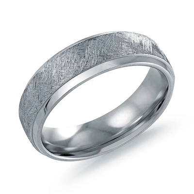 Jonc Pour Homme En Acier Inoxydable À Centre Texturé – 6mm. Color: argent | Doucet Latendresse