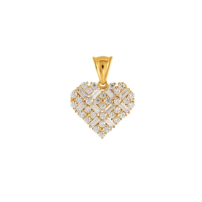 Pendentif en or 14K avec zircon cubique - Charme en forme de coeur. Color: jaune | Doucet Latendresse
