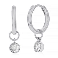 Anneaux en Argent Sterling avec Zircon Cubique Suspendu. Color: argent | Doucet Latendresse