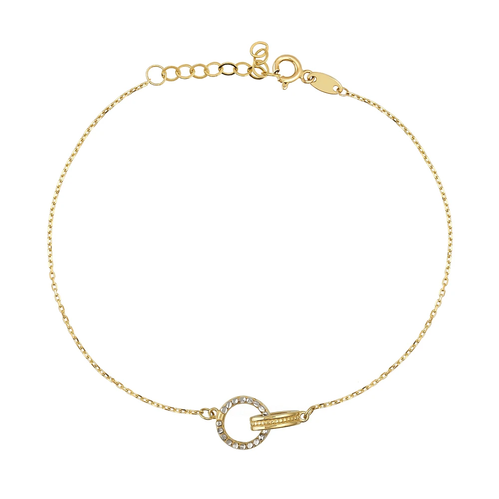 10K 2-Tone Gold Bracelet - Circle of Life Charm. Color: yellow | Doucet Latendresse