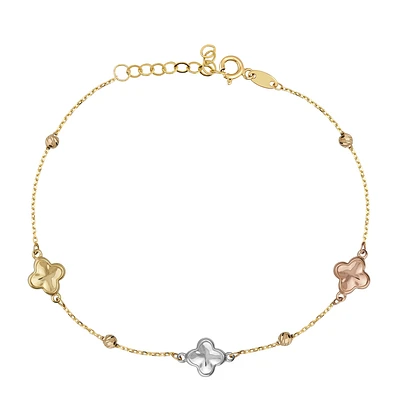 Bracelet en or 3-ton 10K - Charme en forme de trefle | Doucet Latendresse