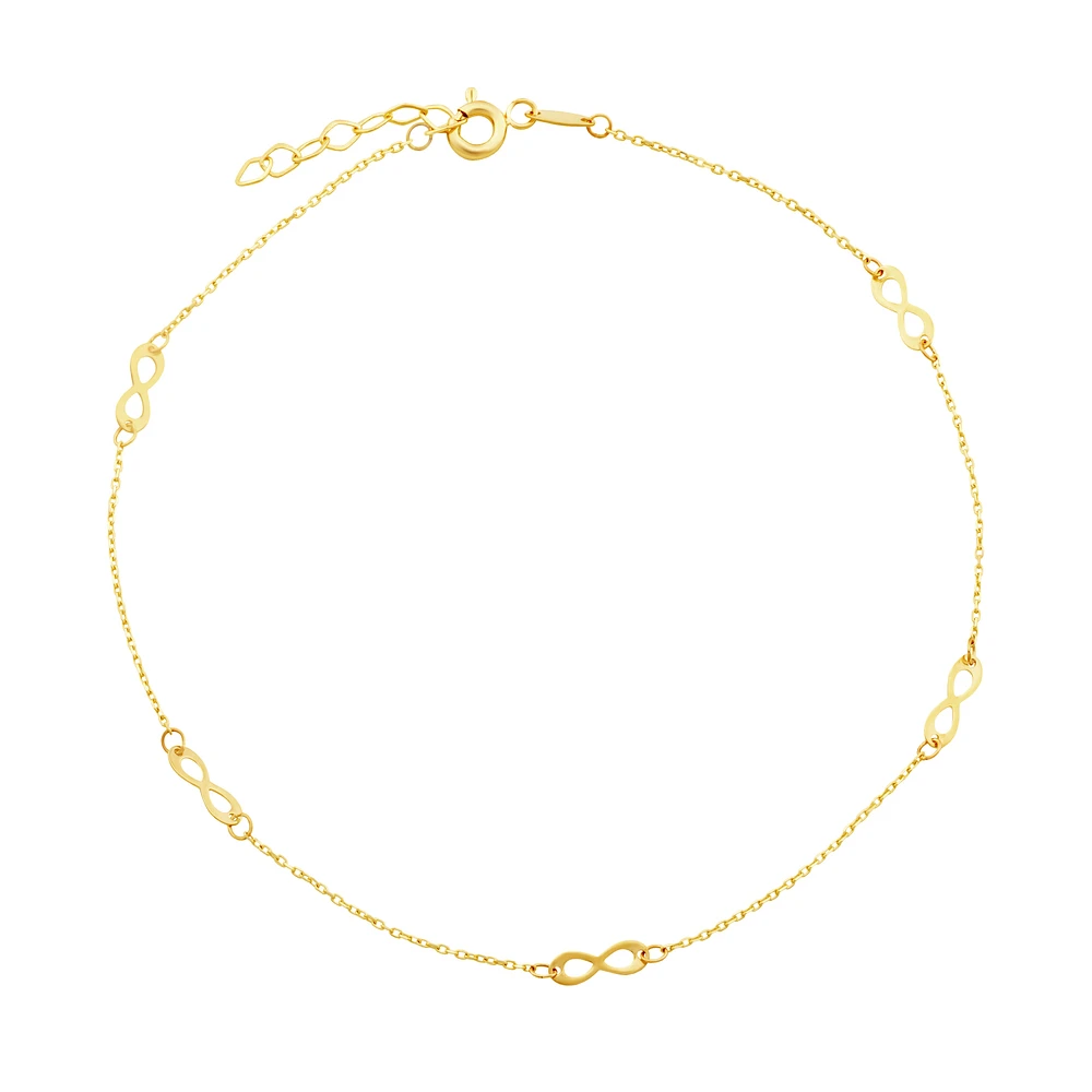 10K Yellow Gold Infinity Anklet. Color: yellow | Doucet Latendresse