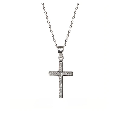 Collier Pendentif Croix en Argent avec Zircon Cubique. Color: argent | Doucet Latendresse