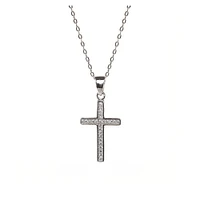 Collier Pendentif Croix en Argent avec Zircon Cubique. Color: argent | Doucet Latendresse
