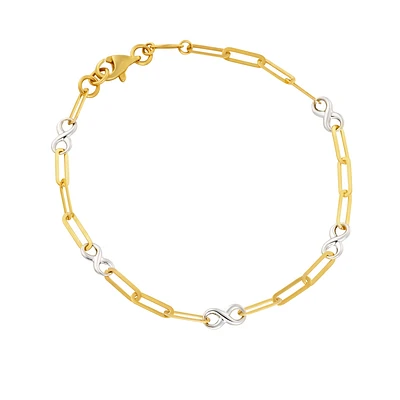 Bracelet en Or Jaune 10K avec Accents Infini en Or Blanc | Doucet Latendresse