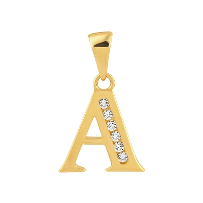 Pendentif Lettre “A” en Or 14K avec Zircons Cubiques. Color: jaune | Doucet Latendresse