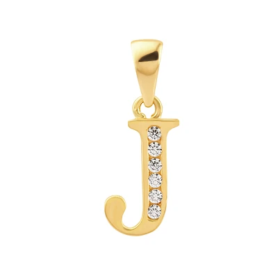 Pendentif Lettre “J” en Or 14K avec Zircon Cubique. Color: jaune | Doucet Latendresse