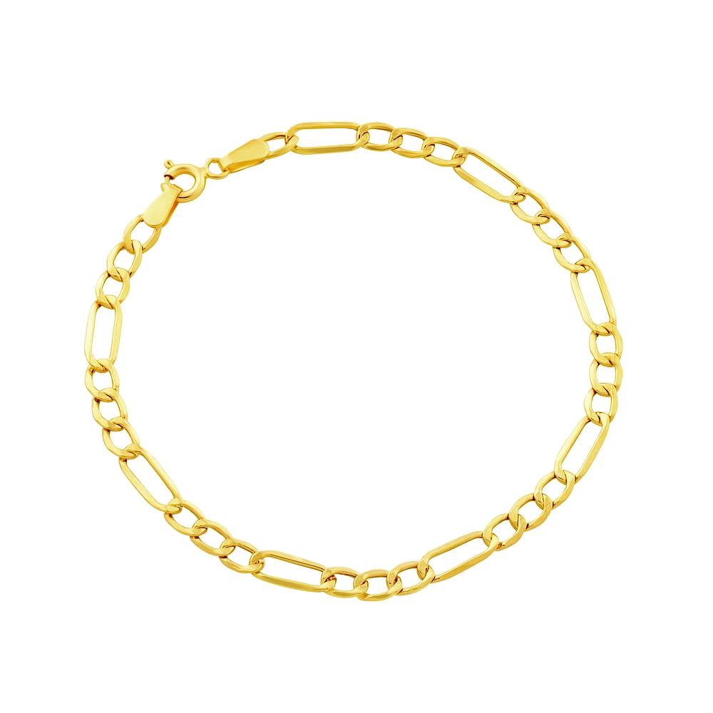 10K Yellow Gold Figaro Chain Bracelet. Color: yellow | Doucet Latendresse