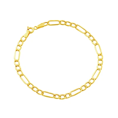 Bracelet Chaîne Figaro en Or Jaune 10K. Color: jaune | Doucet Latendresse